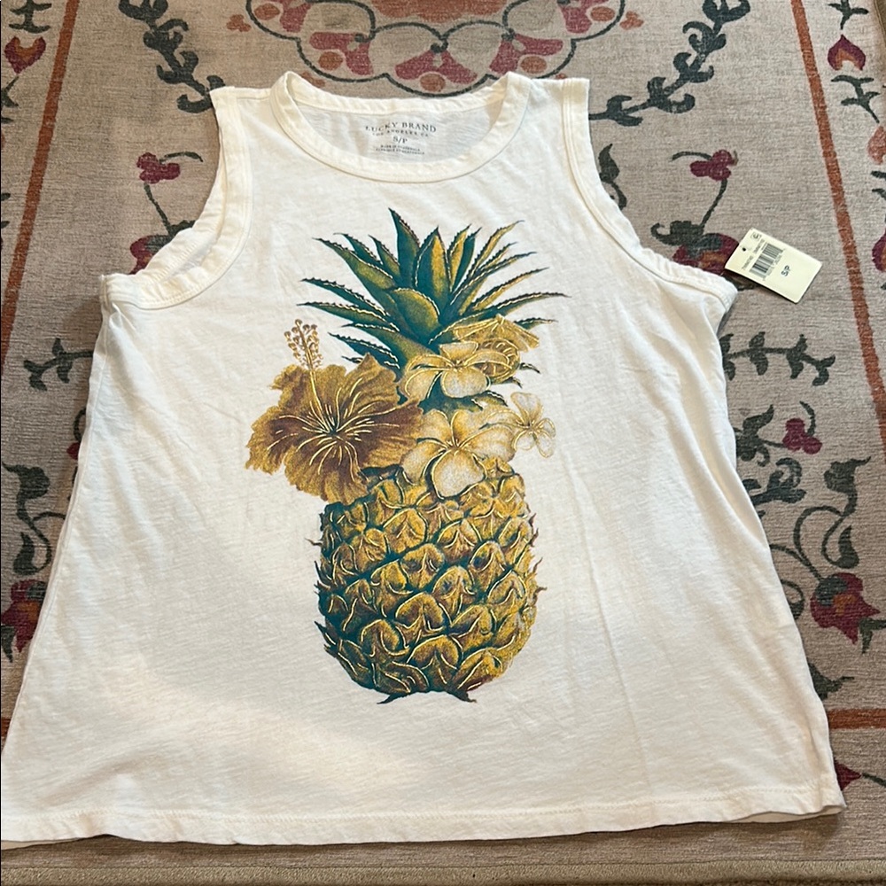 Lucky Brand Marshmallow Pineapple Tank Women’s Size Small